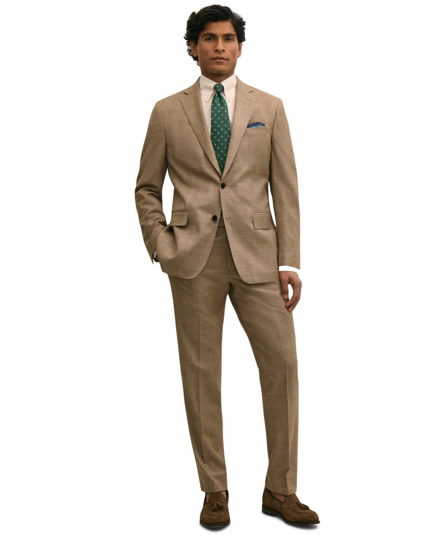 Men's Plaid Wool Stretch Classic-Fit Suit Separates