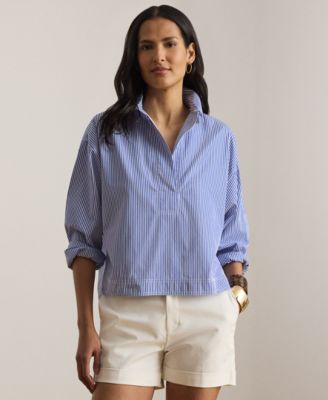 Petite Long-Sleeve Collared Shirt