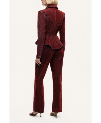 Women's Velvet Straight-Leg Pants