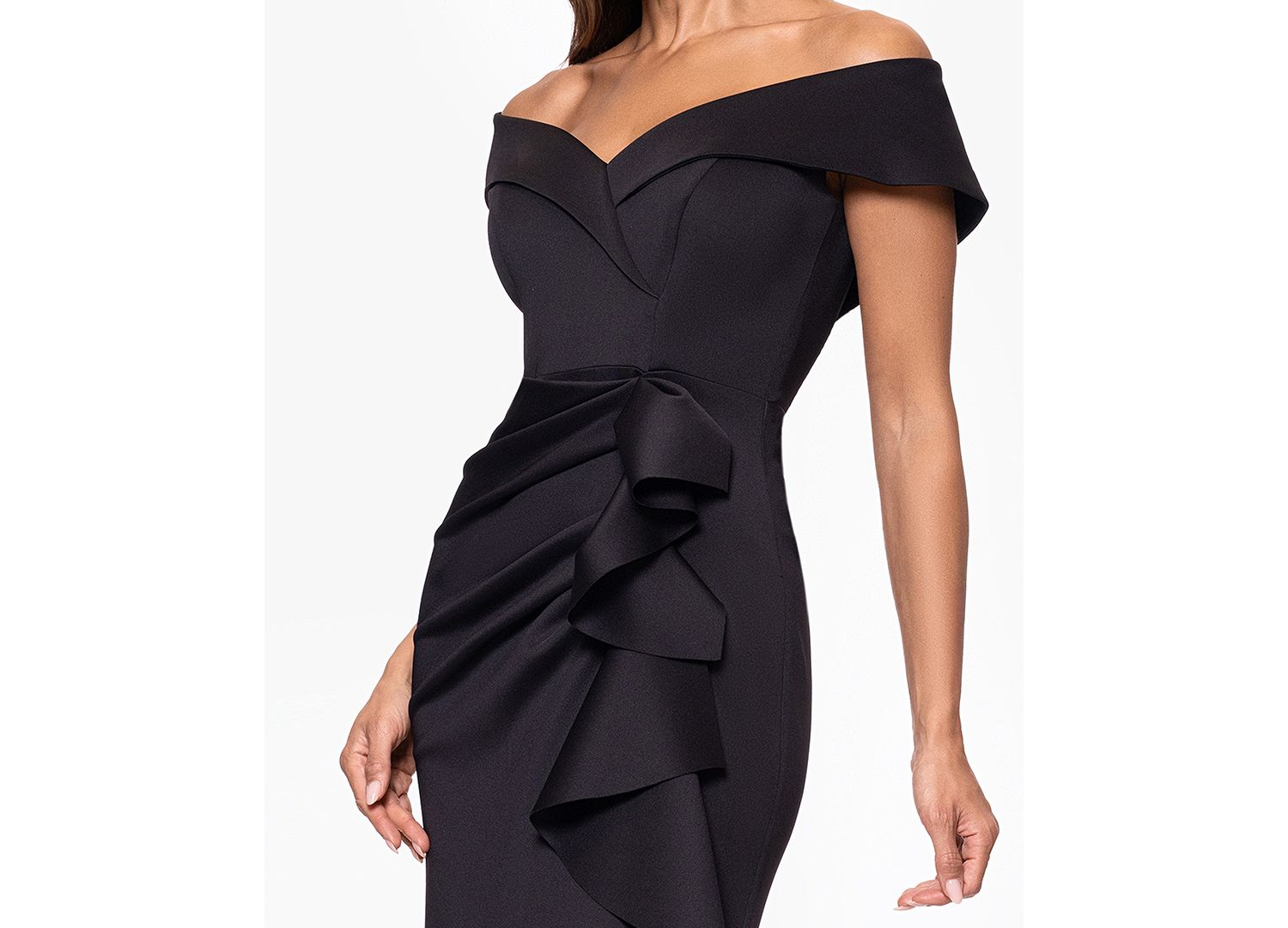 Women's Scuba Off-The-Shoulder Gown