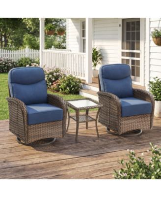 3 Piece Wicker Outdoor Swivel Glider Patio Chair Set
