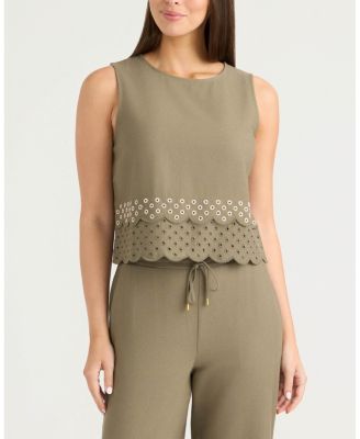 Women's Sleeveless Top with Eyelet Detailing