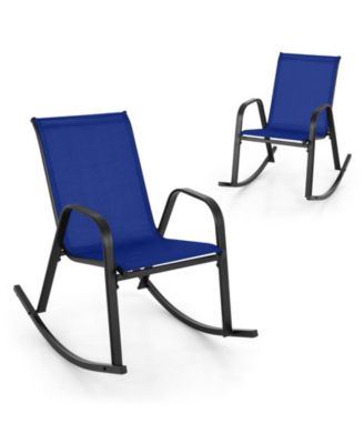 2 PCS Patio Rocking Chair Outdoor Ergonomic Rockers w/ Breathable Fabric Seat