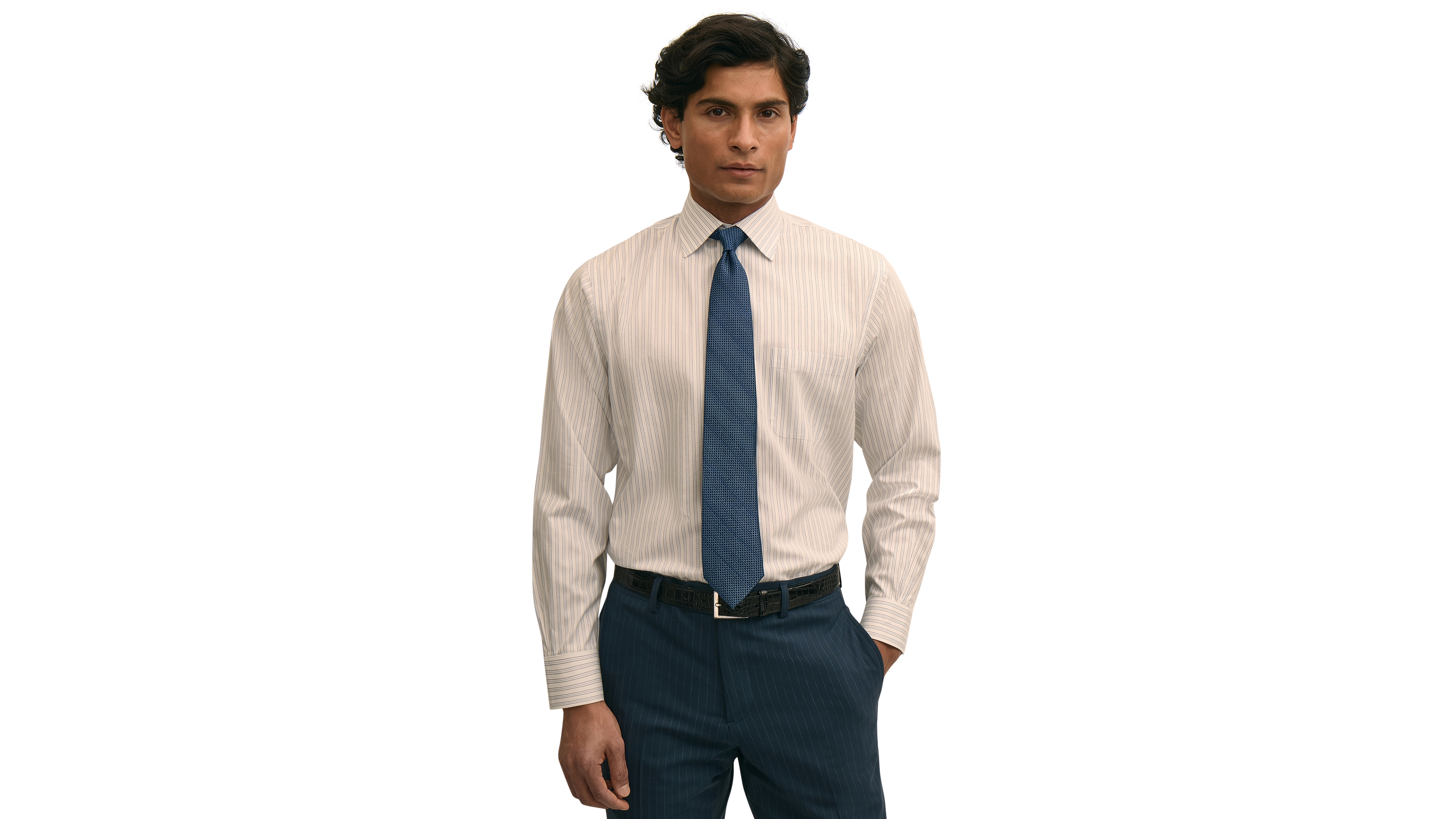 B by Brooks Brothers Men's Striped Spread-Collar Dress Shirt