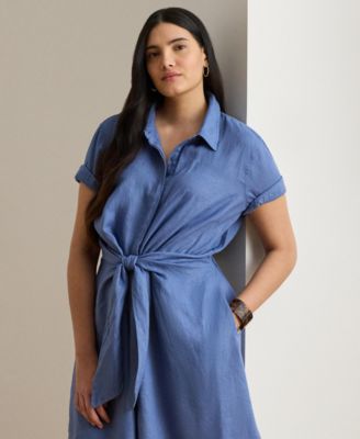 Plus Size Tie-Front Shirt Dress