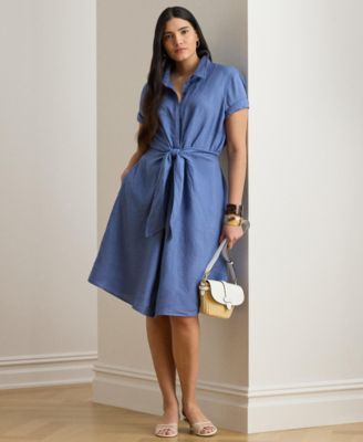 Plus Size Tie-Front Shirt Dress