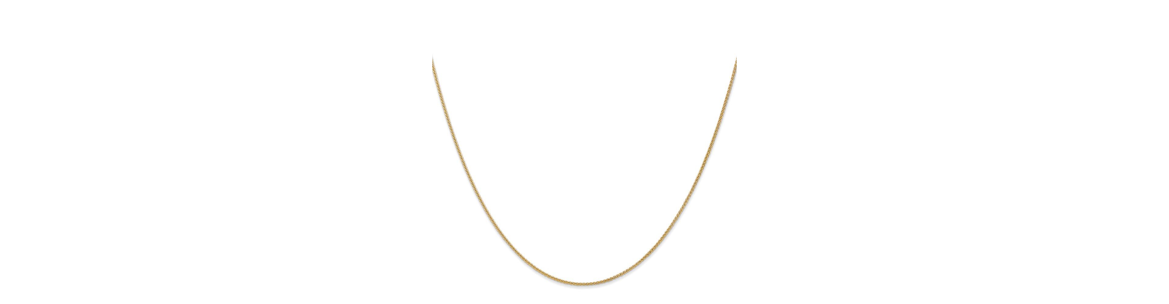 Curata Jewelry Solid 18k Gold Italian 1mm Sparkle-Cut Spiga Chain Necklace