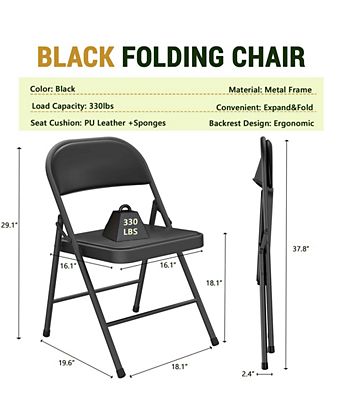 4 Pieces Folding Chairs - Waterproof, Stackable & Durable for Parties & Outdoor