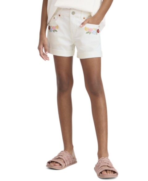 Детские Levi's Girls' 7-16 Embroidered High-Rise Crochet Applique Shorts