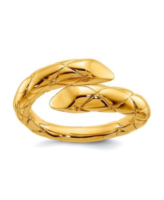 Solid 18k Yellow Gold Adjustable Textured Snake Ring