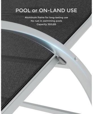 3-Pack Pool Lounge Chairs, Patio Sunbathing Recliners with Backrest – Outdoor Tanning Chaise Loungers for Beach, Deck, Lawn