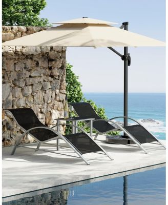 3-Pack Pool Lounge Chairs, Patio Sunbathing Recliners with Backrest – Outdoor Tanning Chaise Loungers for Beach, Deck, Lawn