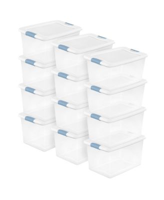64Qt Latching Box Stackable Storage Container with Lid,  12 Pack