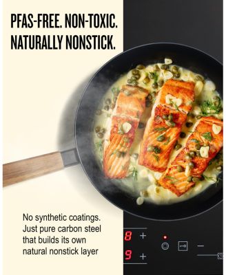 Forest Carbon Steel Frying Pan 2-Piece Set w/ Acacia Wood Handle