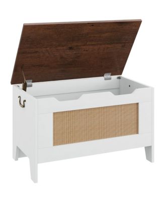 30" Wooden Toy Chest for Kids Safety Hinge Storage Bench & Multi-Use Storage Trunk