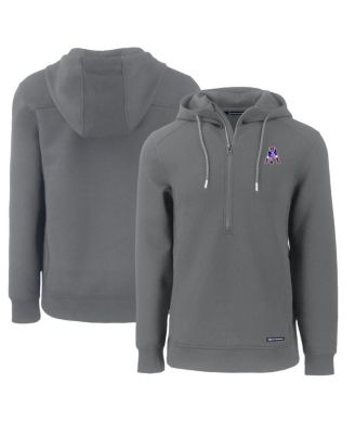 Cutter Buck Men's Gray New England Patriots Throwback Roam Eco Half-Zip Pullover Hoodie