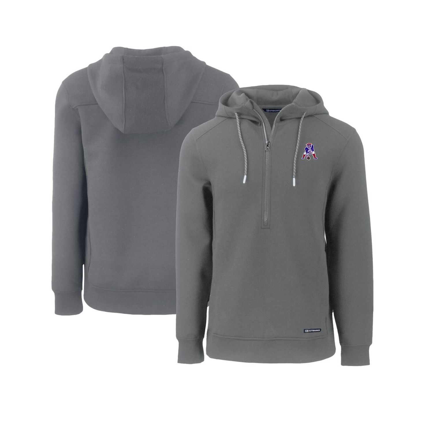 Men's Gray New England Patriots Throwback Roam Eco Half-Zip Pullover Hoodie