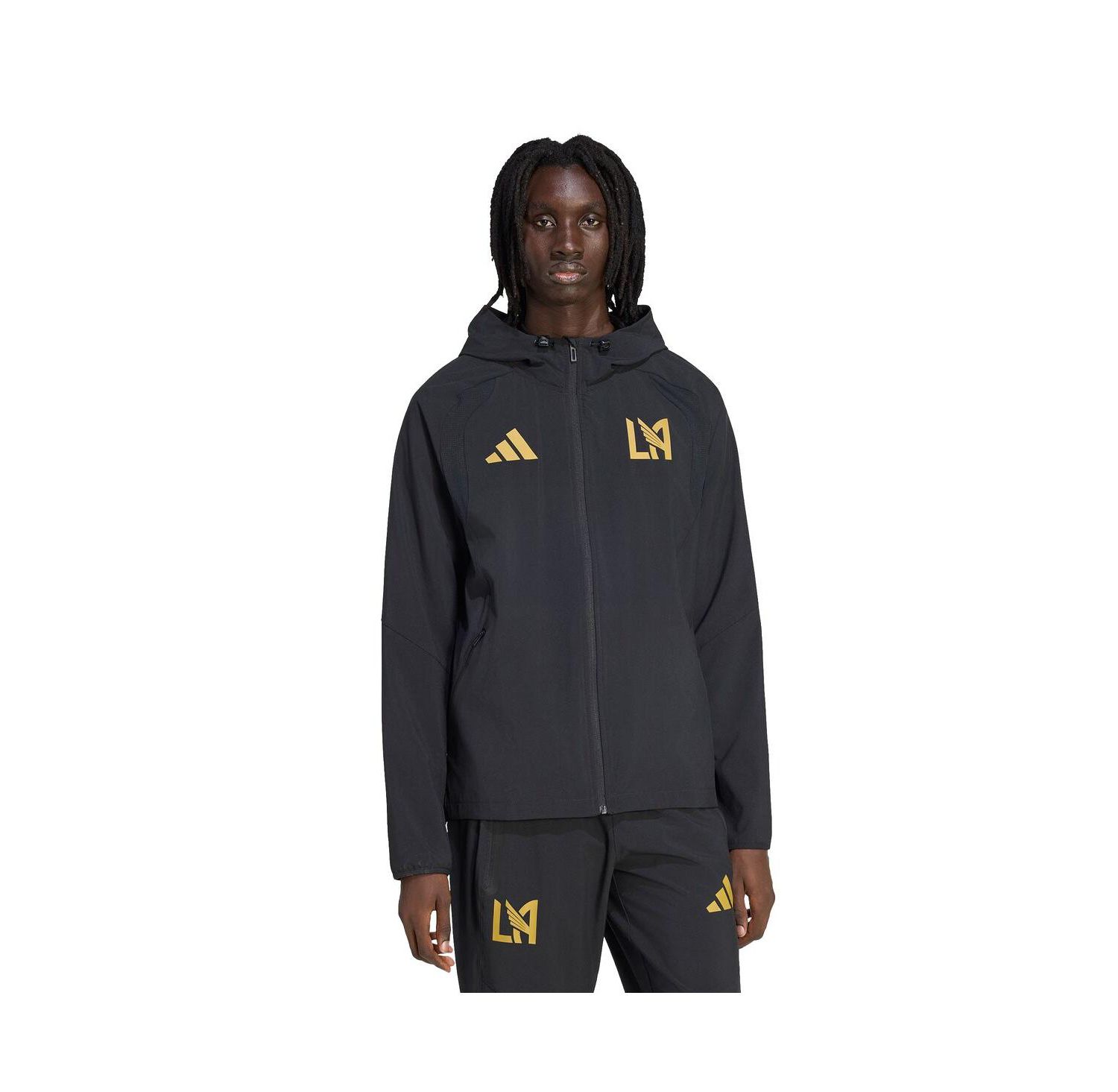 Men's Black LAFC Tiro Travel Full-Zip Hooded Windbreaker