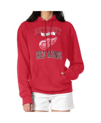 Women's Red Detroit Red Wings Team Logo Tri-Blend Fleece Pullover Hoodie