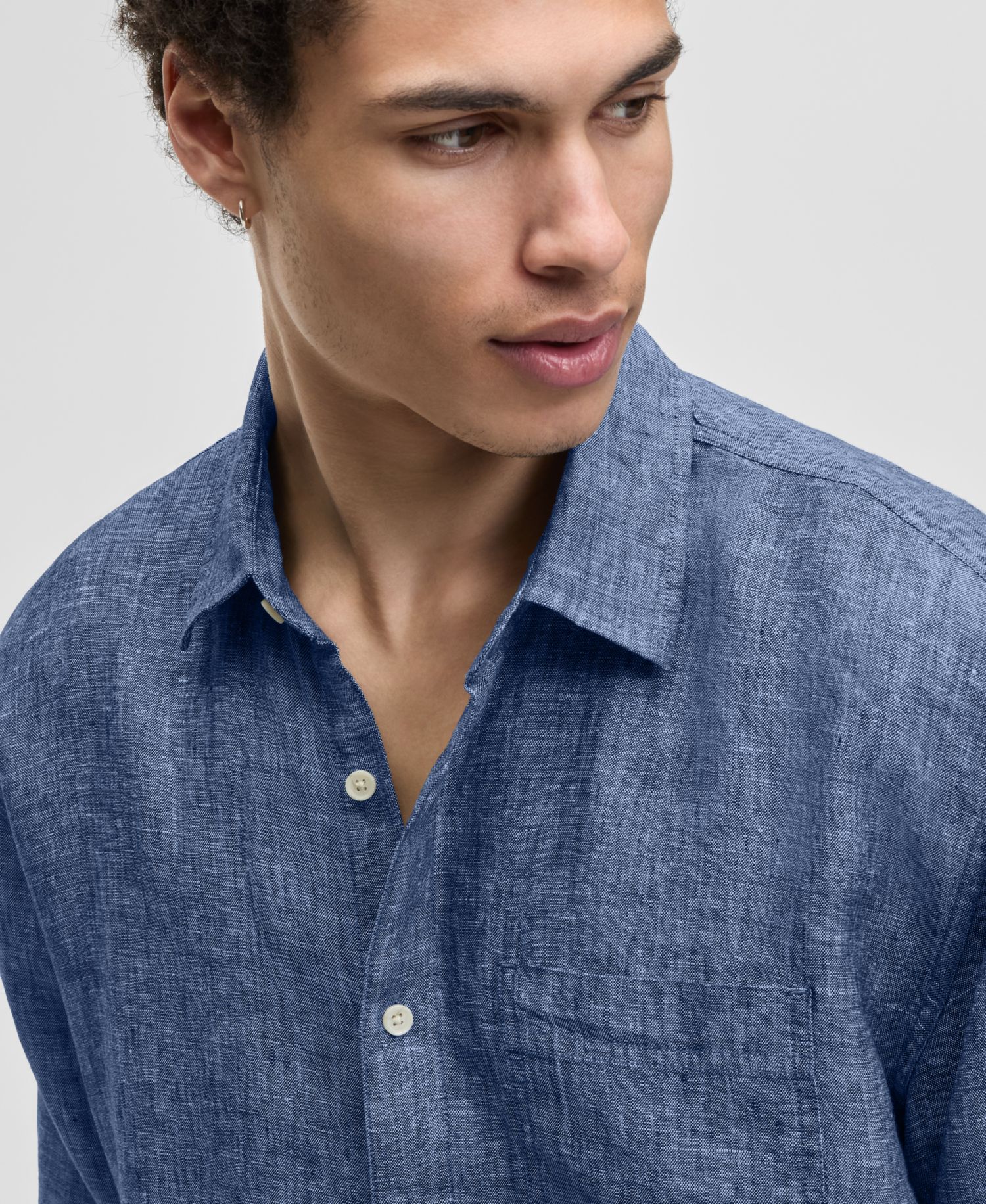 Men's 100% Linen Relaxed Long-Sleeve Garment-Dyed Shirt