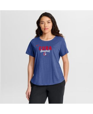 Women's Heather Blue Cuba Baseball 2026 World Baseball Classic Arched Tri-Blend T-Shirt