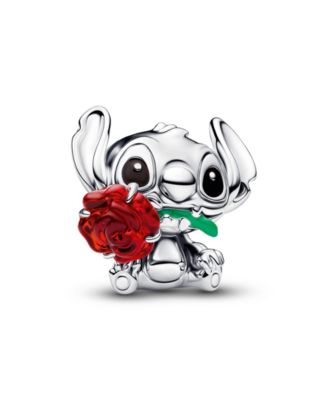 Disney Stitch Rose Murano Glass Charm