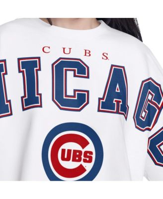 Women's White Chicago Cubs Bleachers Cropped Pullover Sweatshirt