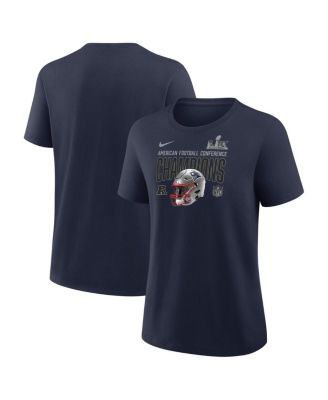 Women's Navy New England Patriots 2025 AFC Champions Helmet T-Shirt
