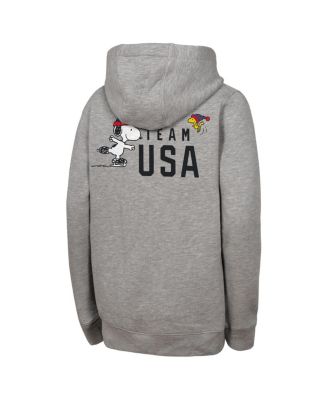 Big Boys and Girls Heather Gray Team USA x Peanuts Spirit Hoodie