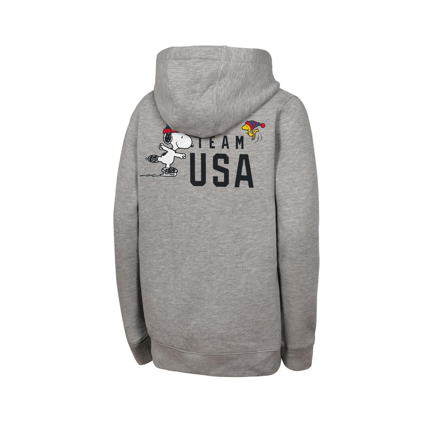 Big Boys and Girls Heather Gray Team USA x Peanuts Spirit Hoodie