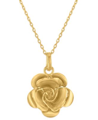 Polished Rose Pendant Necklace in 10k Gold