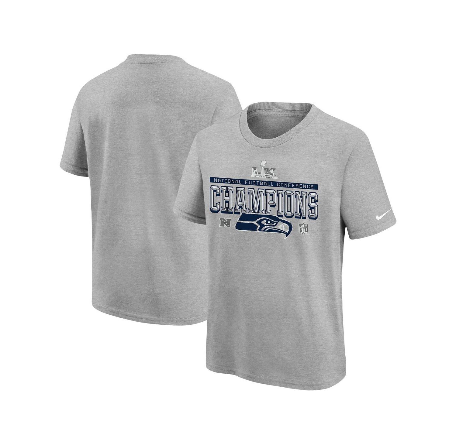 Big Boys and Girls Gray Seattle Seahawks 2025 NFC Champions Locker Room Trophy Collection Authentic T-Shirt