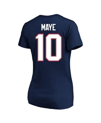 Women's Drake Maye Navy New England Patriots Super Bowl LX Patch Plus Size Name & Number V-Neck T-Shirt