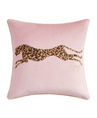 Embroidered Velvet Cheetah Decorative Pillow, 18" x 18"