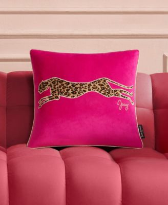Embroidered Velvet Cheetah Decorative Pillow, 18" x 18"