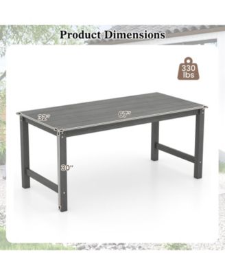 HDPE Outdoor Dining Table for 6 Person 67'' Patio Table w/ Wood-Like Tabletop