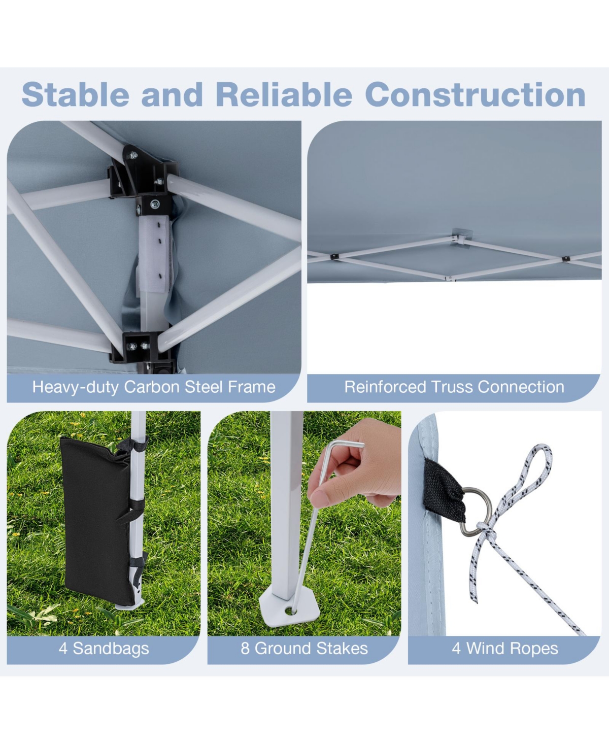 Mecale Pop-Up Canopy Tent with Carry Bag and 4 Sandbags