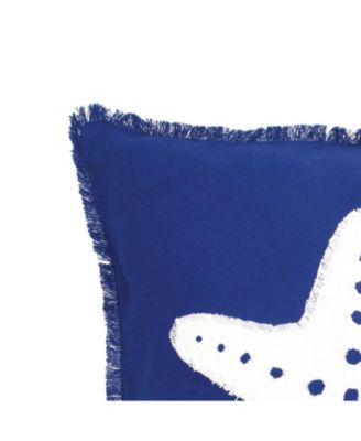 Aqua Palm Tree Tufted Fringed Throw Pillow