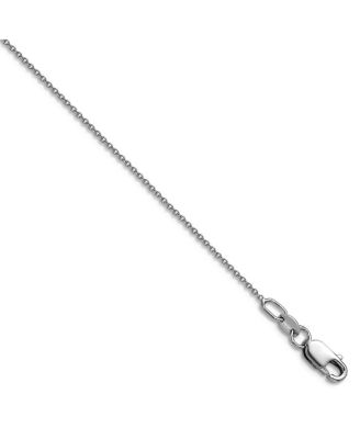 Solid 18k White Gold Italian Polished 0.9mm Cable Chain Necklace