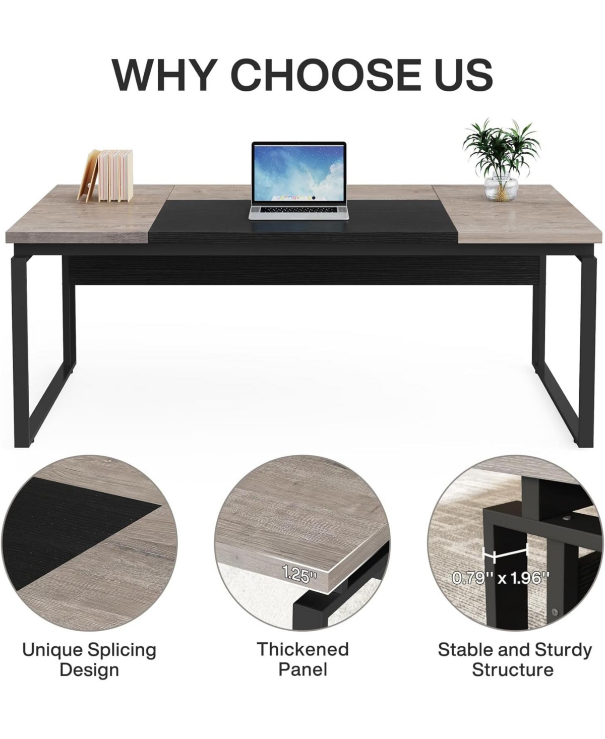 Tribesigns Office Desk with File Cabinet, Computer Executive Desk with Drawer Cabinet Set, L-Shaped