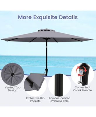 Patio Heavy Duty Market Umbrella w/ Tilt Mechanism Crank Handle 8 Sturdy Ribs Outdoor