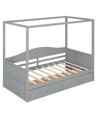 Twin Size Canopy Day Bed with 2 Drawers