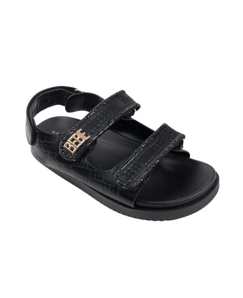 Женские сандалии Bebe Sandal with Rhinestone Rope Binding and bebe Logo Rivet Detail, цвет: Чёрный