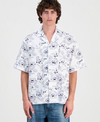 Men's Allover Embroidery Button-Up Shirt