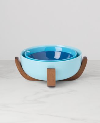 24 Seven Colors Nesting Bowls With Wood Stand, Set of 4