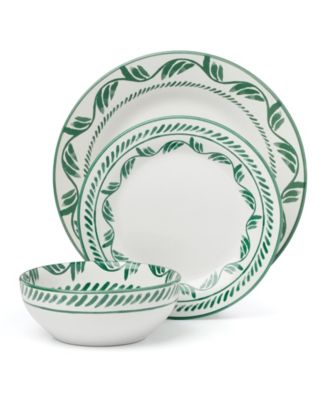 Borderless Green 12-Piece Dinnerware Set, Service for 4