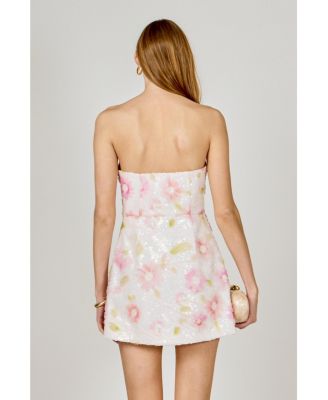 Women's Floral Sequin Lace Mini Dress