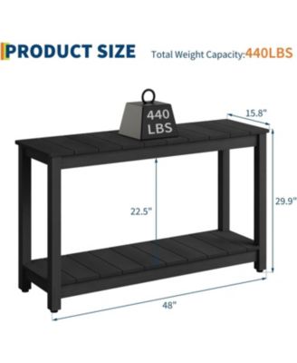  2-Shelf Console Table, Indoor Outdoor 2-Tier Patio Buffet Table with Adjustable Foot Pad, Wooden Bar Storage Organizer