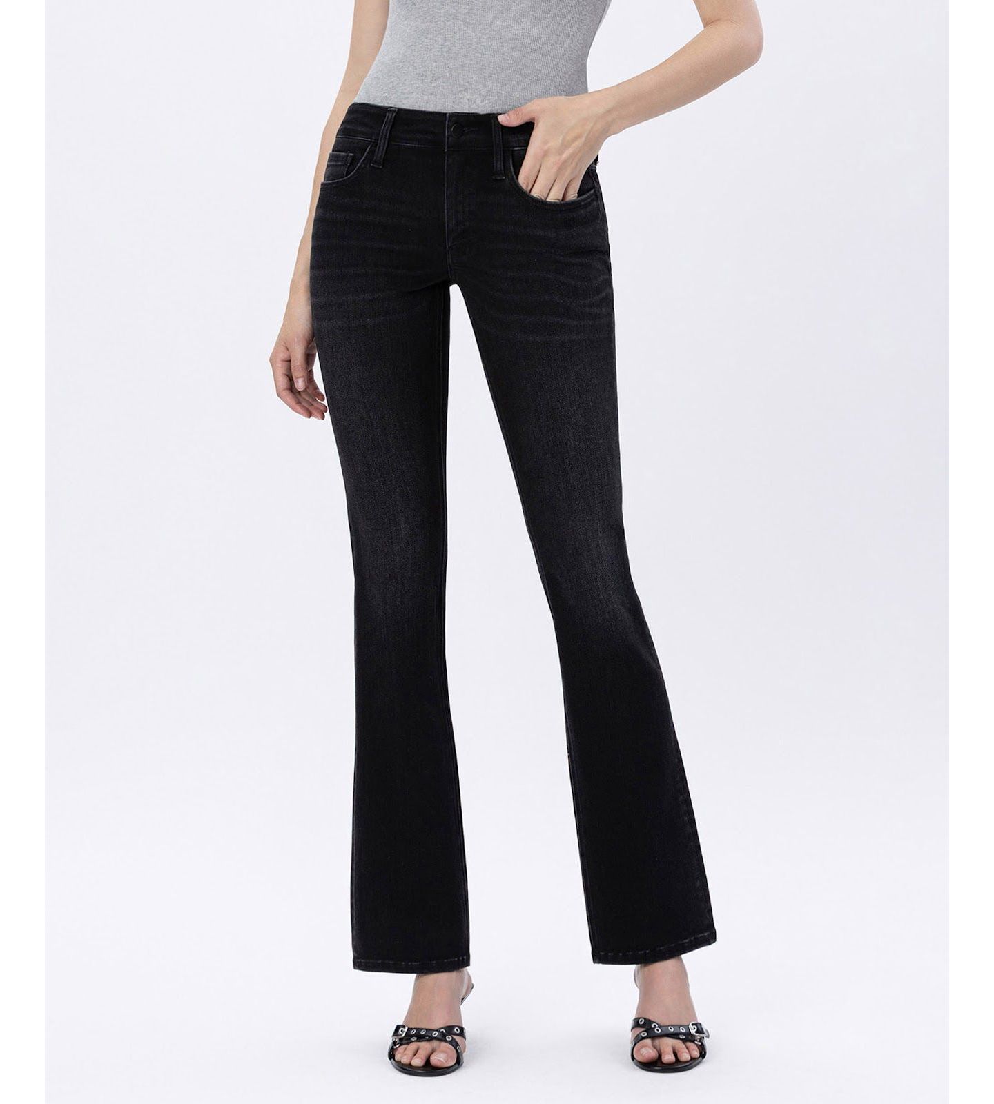 Женские джинсы Flying Monkey Mid Rise Full Length Bootcut, цвет: Чёрный — фото 1
