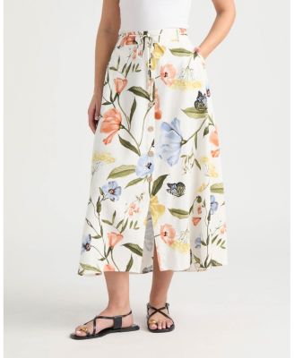 Women's Button Front Flared Skirt